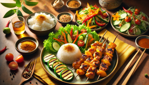 Gà nướng ngũ vị có thể kết hợp với nhiều món ăn phụ khác nhau rất thích hợp để ăn kèm với các món có vị thanh nhẹ, giúp cân bằng hương vị bữa ăn như xôi, salad, ...