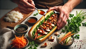 Sau khi ghép các nguyên liệu, bánh mì gà Teriyaki của bạn đã sẵn sàng để thưởng thức.