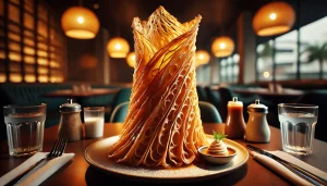 Roti Tisu - Một phiên bản đặc biệt, thường được cuộn cao hình nón và ăn kèm với sữa đặc ngọt.