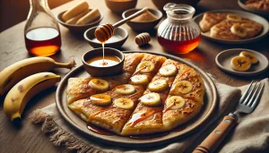 Roti Pisang - Bánh có nhân chuối, ngọt ngào và thường được ăn kèm với sữa đặc hoặc mật ong, thường được dùng như món tráng miệng.