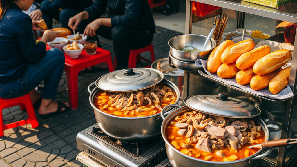 bán bánh mì ăn sáng